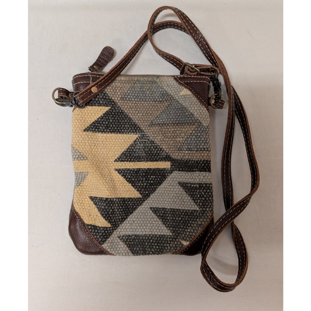 Myra Aura Small Crossbody Purse Gray and Tan Khaki Brown - Picture 1 of 3